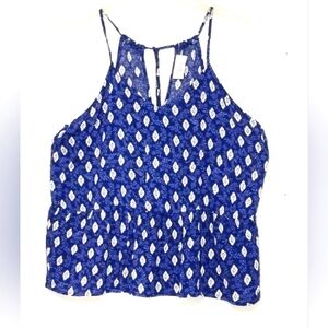 Hippie Rose cotton v neckline floral strap navy blue & white Size:S